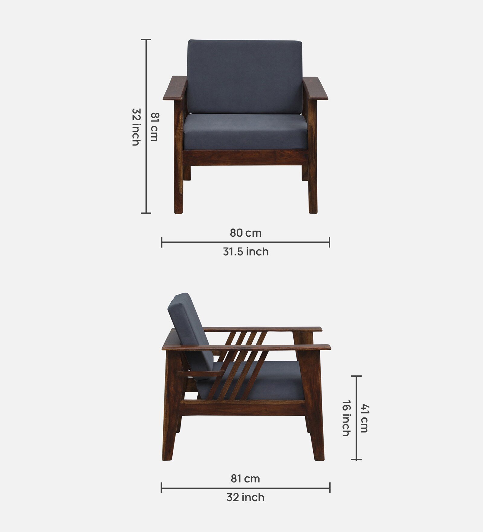 Royal Heritage Solid Wood 1 Seater Sofa with Soft Fabric Upholstery - Image 4