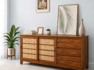 Royal Luxury Wooden Side Board with Spacious Drawer and Cabinet Storage.