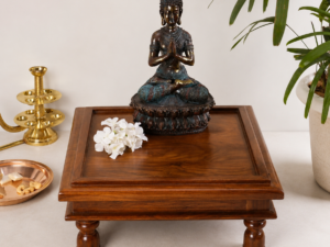 Rudraksh Traditional Wooden Pooja Chowki for Mandir