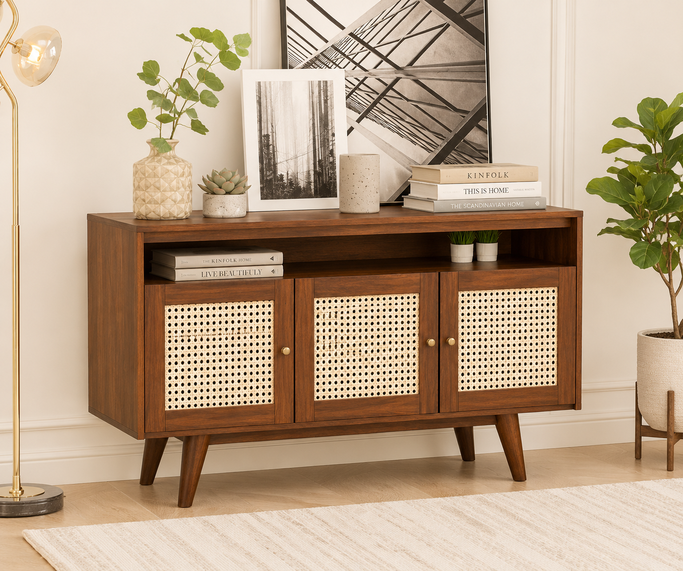 Rustic Haven Solid Sheesham Wood Cabinet in Natural Finish