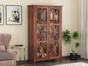 Rustic Haven Solid Sheesham Wood Display Rack and Bookshelf for Home