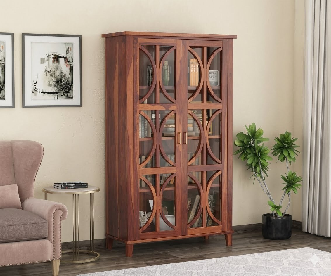 Rustic Haven Solid Sheesham Wood Display Rack and Bookshelf for Home
