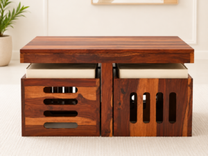 Rustic Solid Sheesham Wood Coffee Table for Contemporary Homes