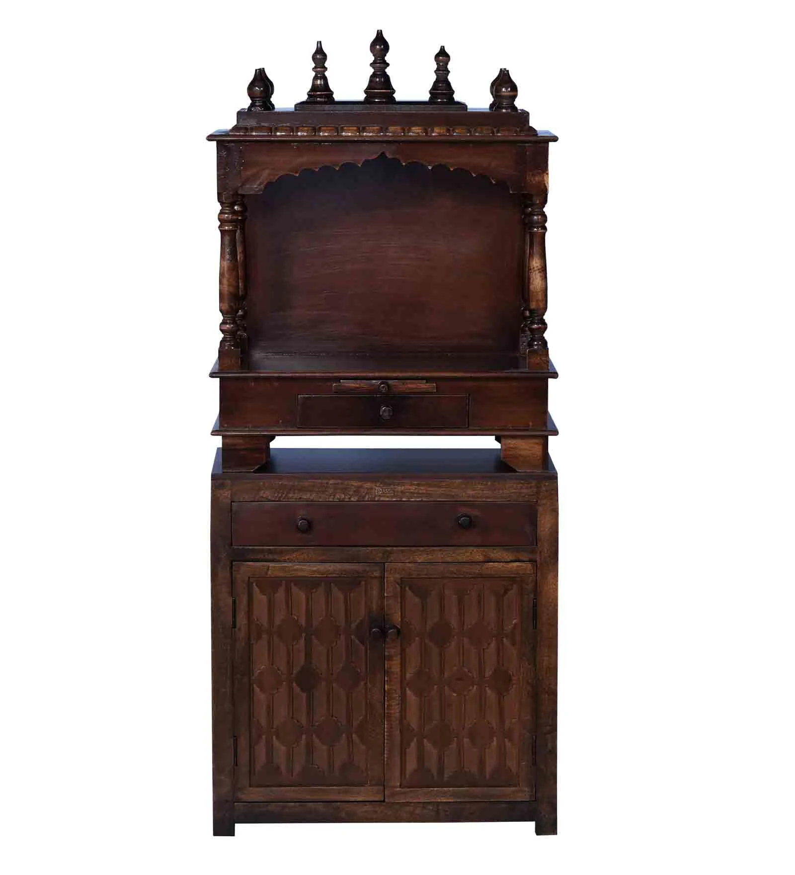Sacred Aura Premium Solid Wood Pooja Mandir with Elegant Storage Unit - Image 4
