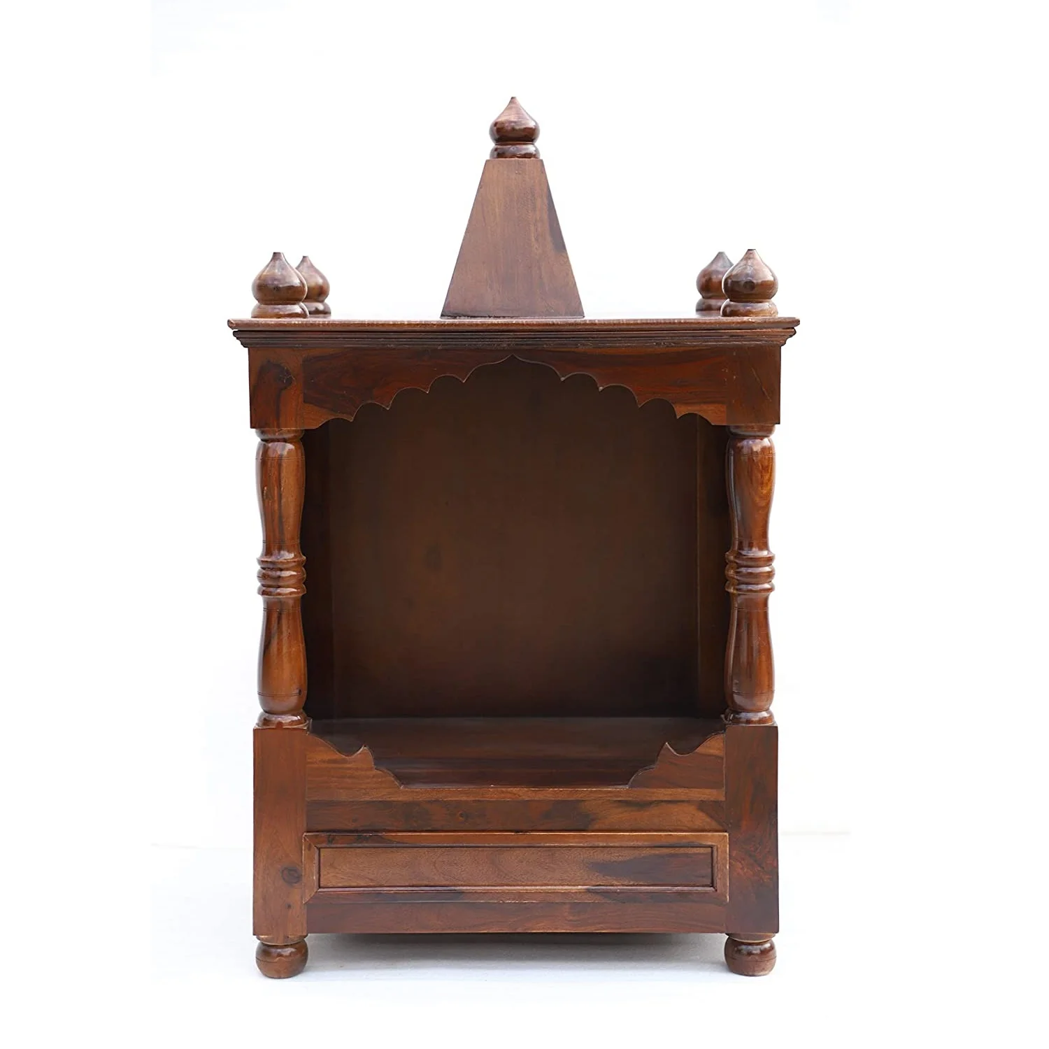 Sacred Elegance Handcrafted Wooden Pooja Unit with Premium Finish - Image 3