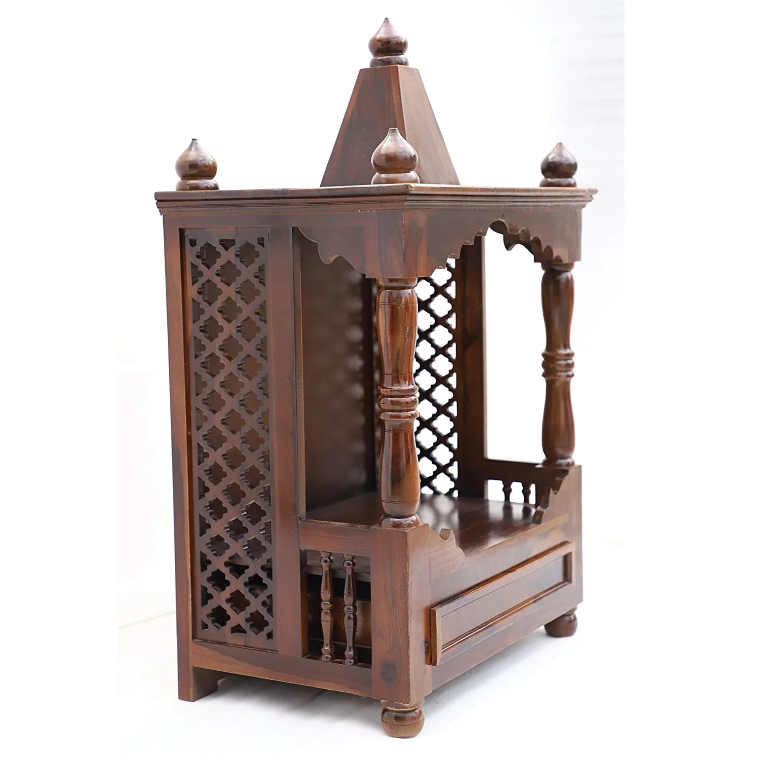 Sacred Elegance Handcrafted Wooden Pooja Unit with Premium Finish - Image 4