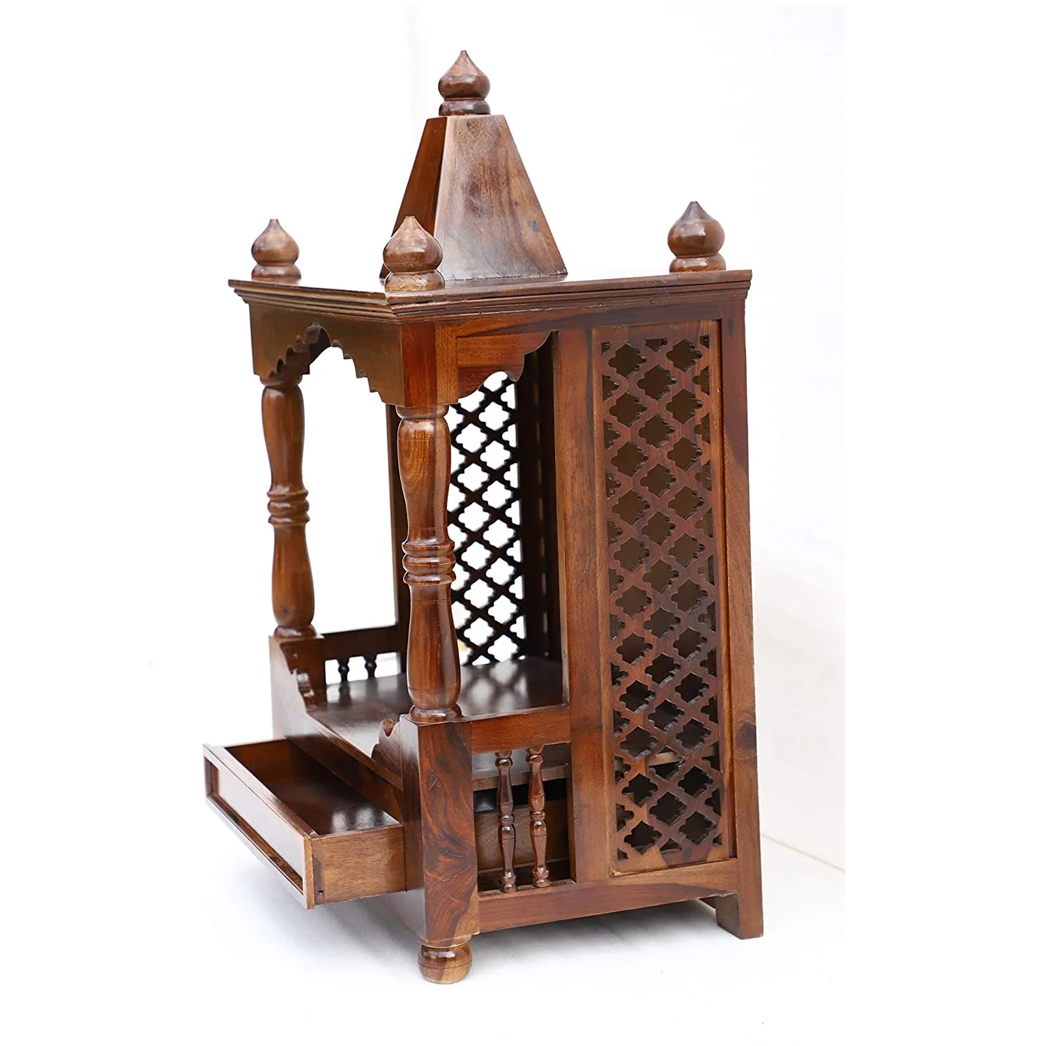Sacred Elegance Handcrafted Wooden Pooja Unit with Premium Finish - Image 5
