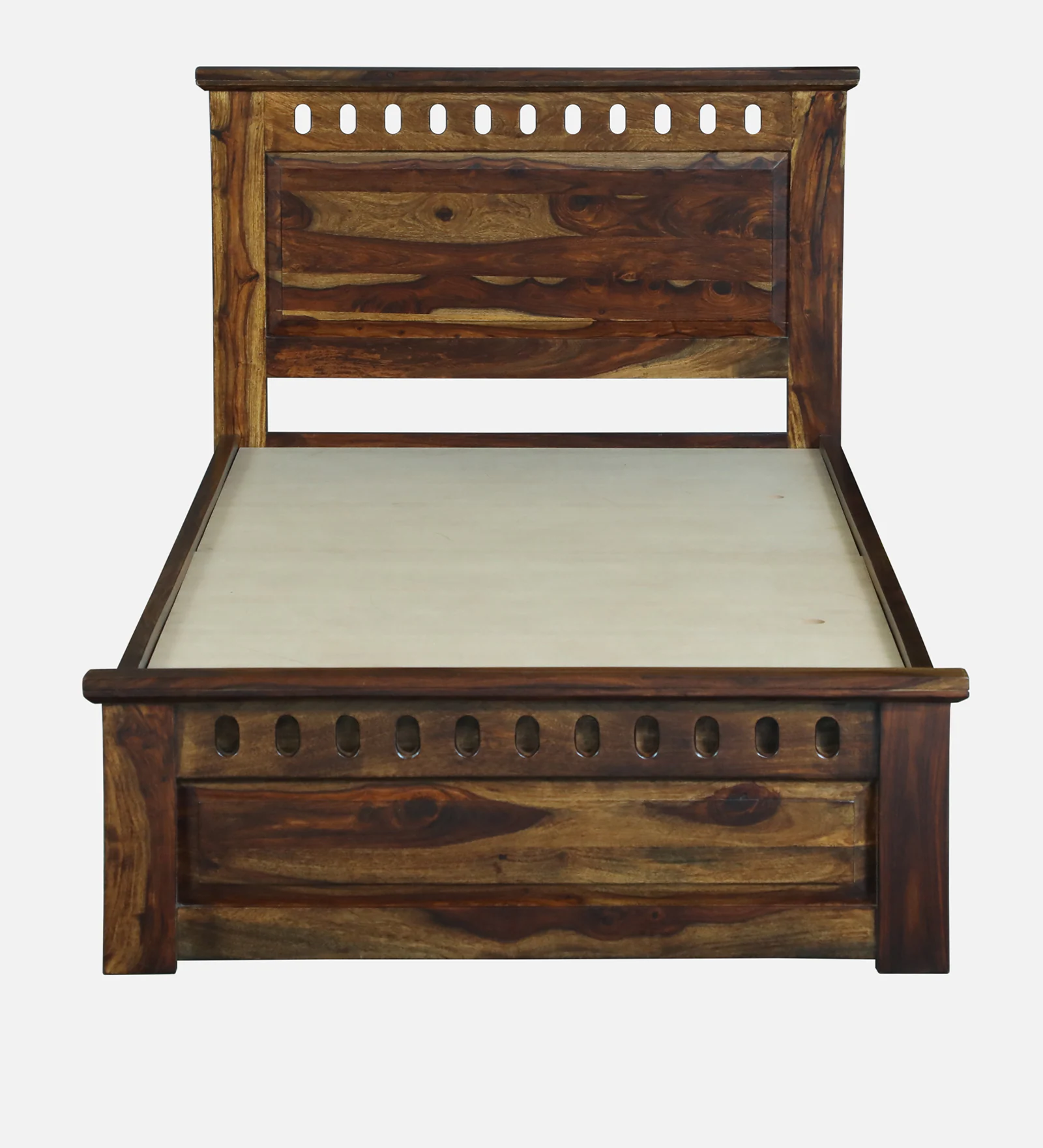 Savora Solid Sheesham Wood Single Bed in Natural Teak Finish - Image 4