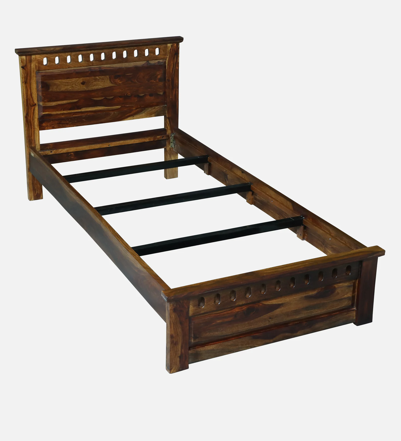 Savora Solid Sheesham Wood Single Bed in Natural Teak Finish - Image 6