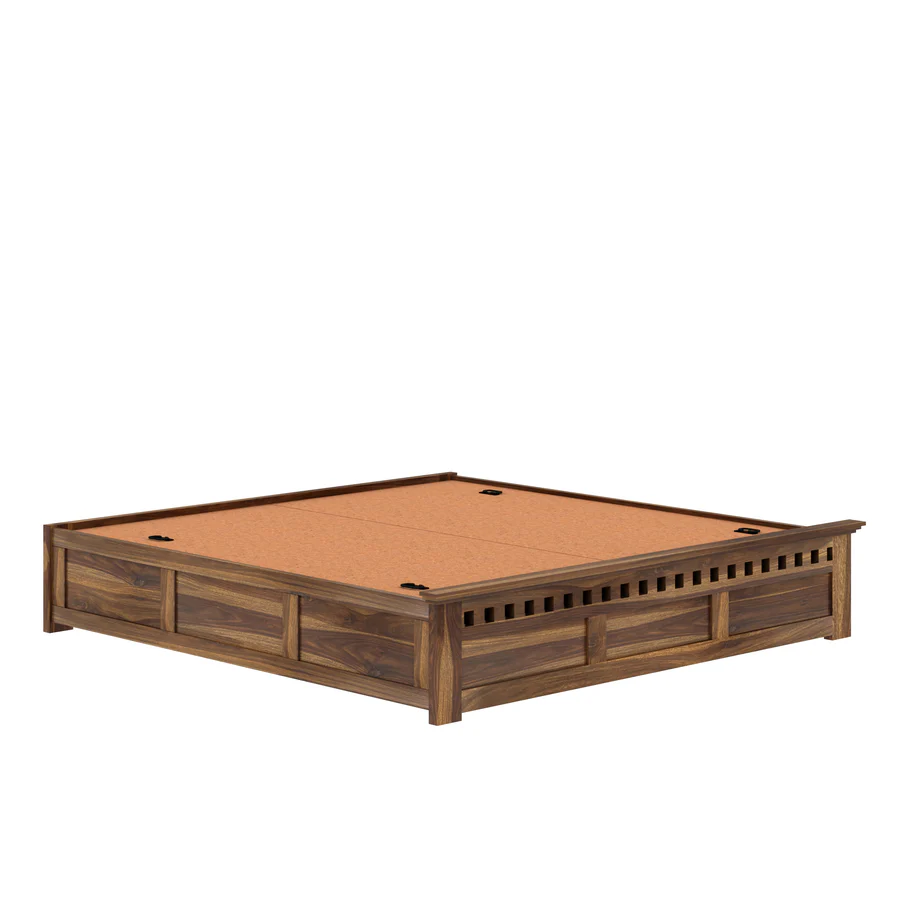 Serenza Solid Sheesham Wood Bed with Minimalist Design in Walnut Finish - Image 2