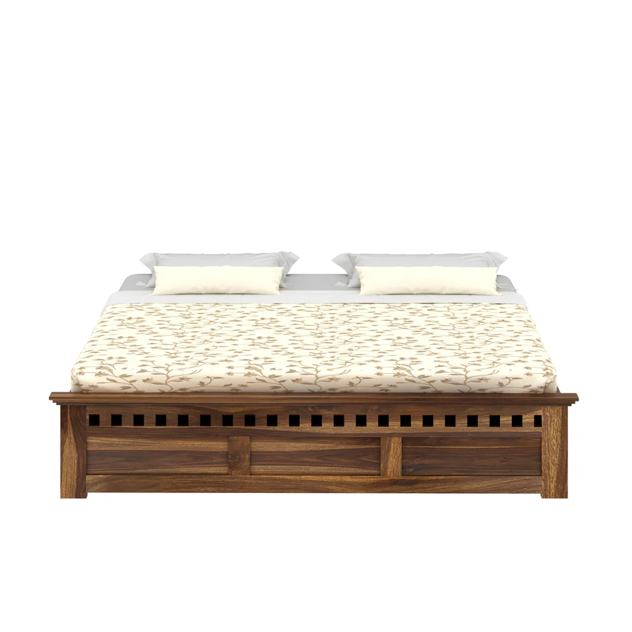 Serenza Solid Sheesham Wood Bed with Minimalist Design in Walnut Finish - Image 3
