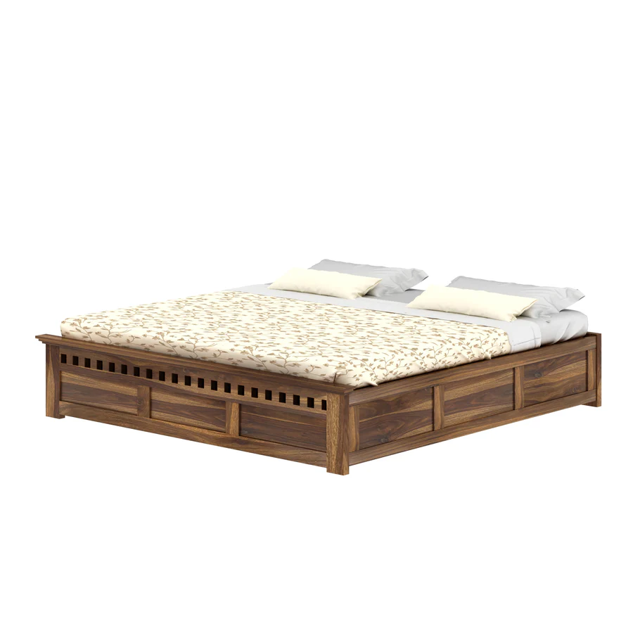 Serenza Solid Sheesham Wood Bed with Minimalist Design in Walnut Finish - Image 4