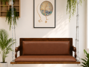 Serona Luxury Solid Sheesham Wood Wooden Swing with Cushioned Seat