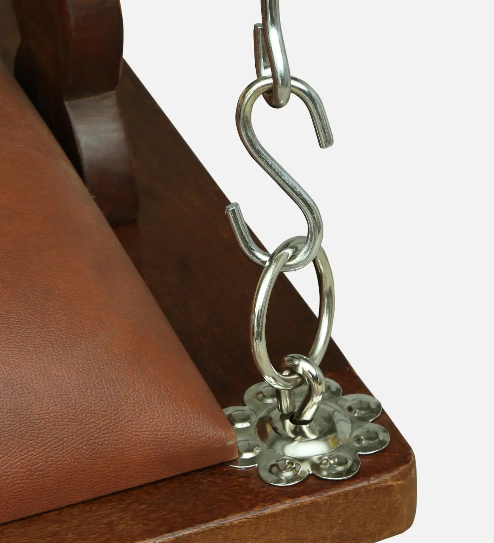 Serona Luxury Solid Sheesham Wood Wooden Swing with Cushioned Seat - Image 4