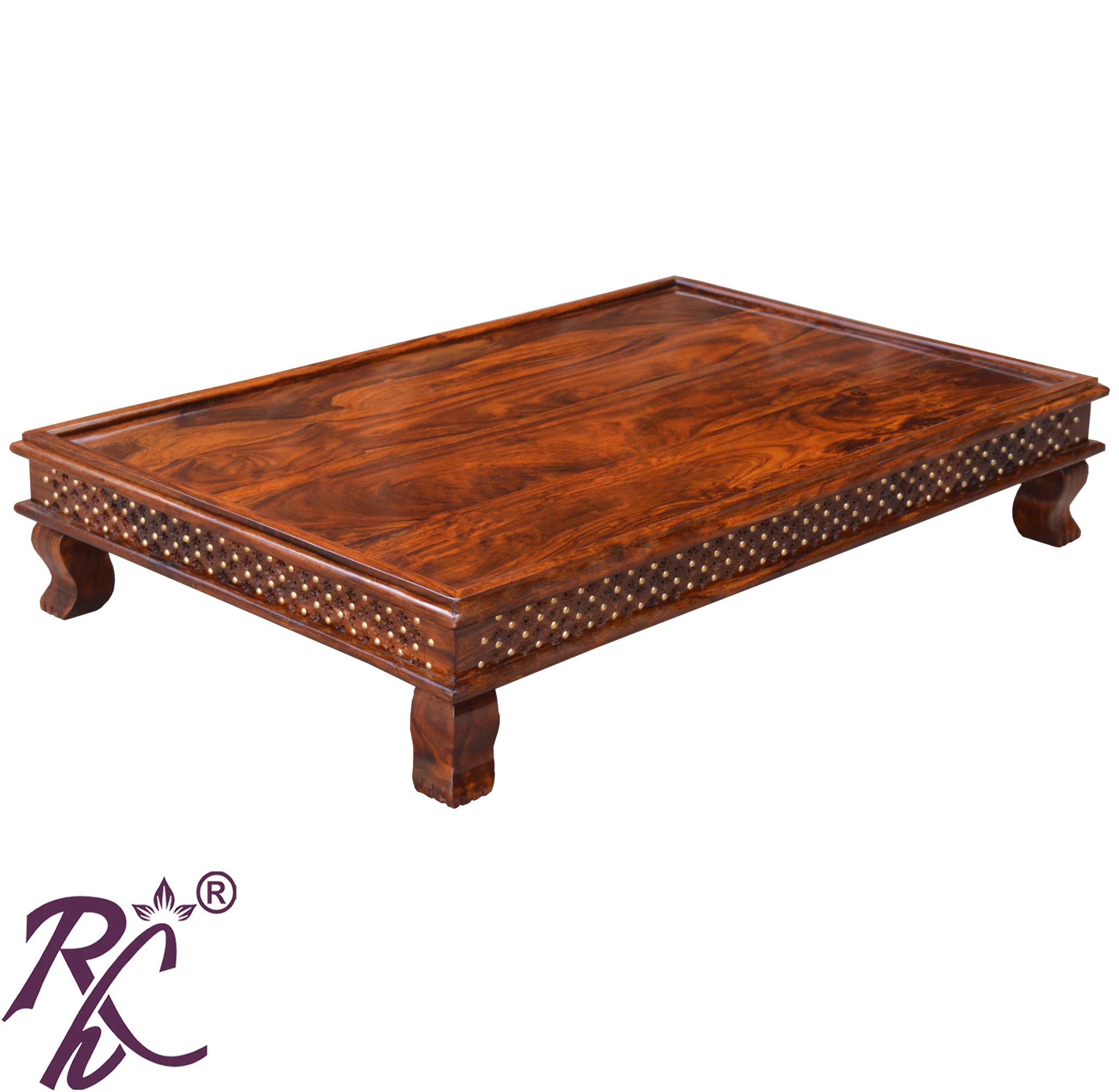 Siddharth Solid Sheesham Wood Chowki in Classic Finish - Image 4