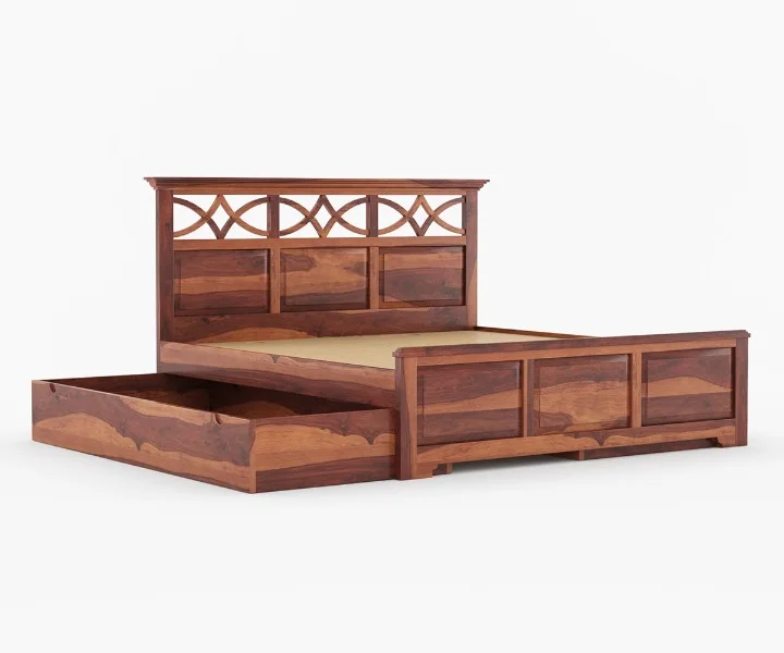 Sierra Premium Solid Sheesham Wood Platform Storage Bed - Image 6