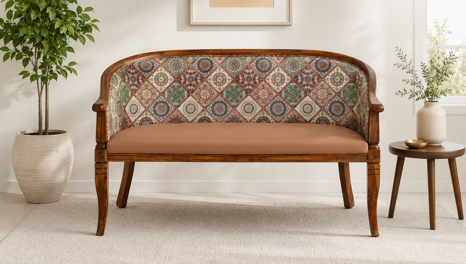Signature Collection Premium Wooden 2 Seater Sofa with Soft Cushion Seating