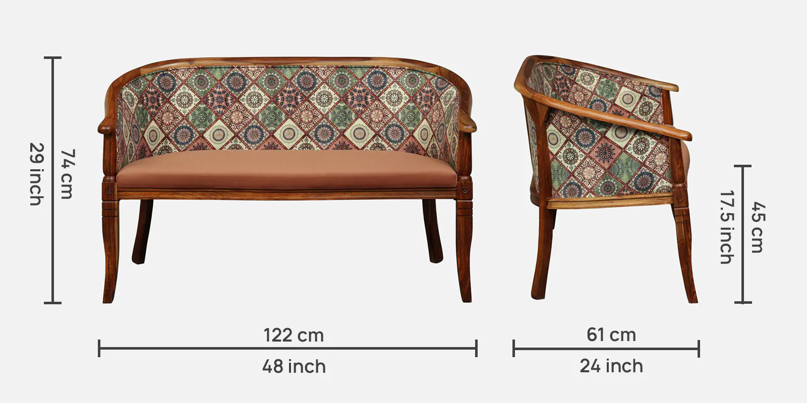 Signature Collection Premium Wooden 2 Seater Sofa with Soft Cushion Seating - Image 5