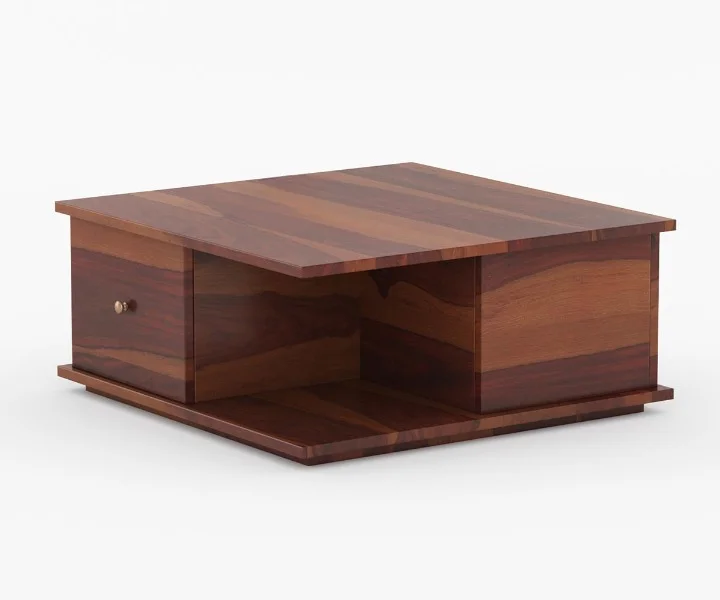 Solid Sheesham Wood Coffee Table with Natural Wood Grain Finish - Image 3