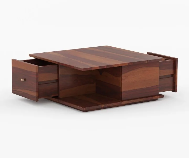 Solid Sheesham Wood Coffee Table with Natural Wood Grain Finish - Image 4