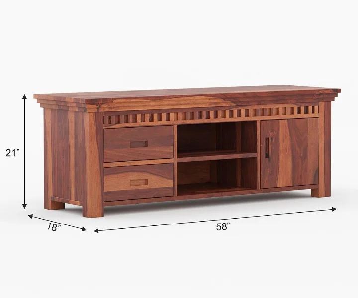 Solid Sheesham Wood TV Unit with Storage - Image 6