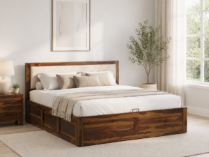 Solvik Handcrafted Wooden Double Bed with Premium Finish