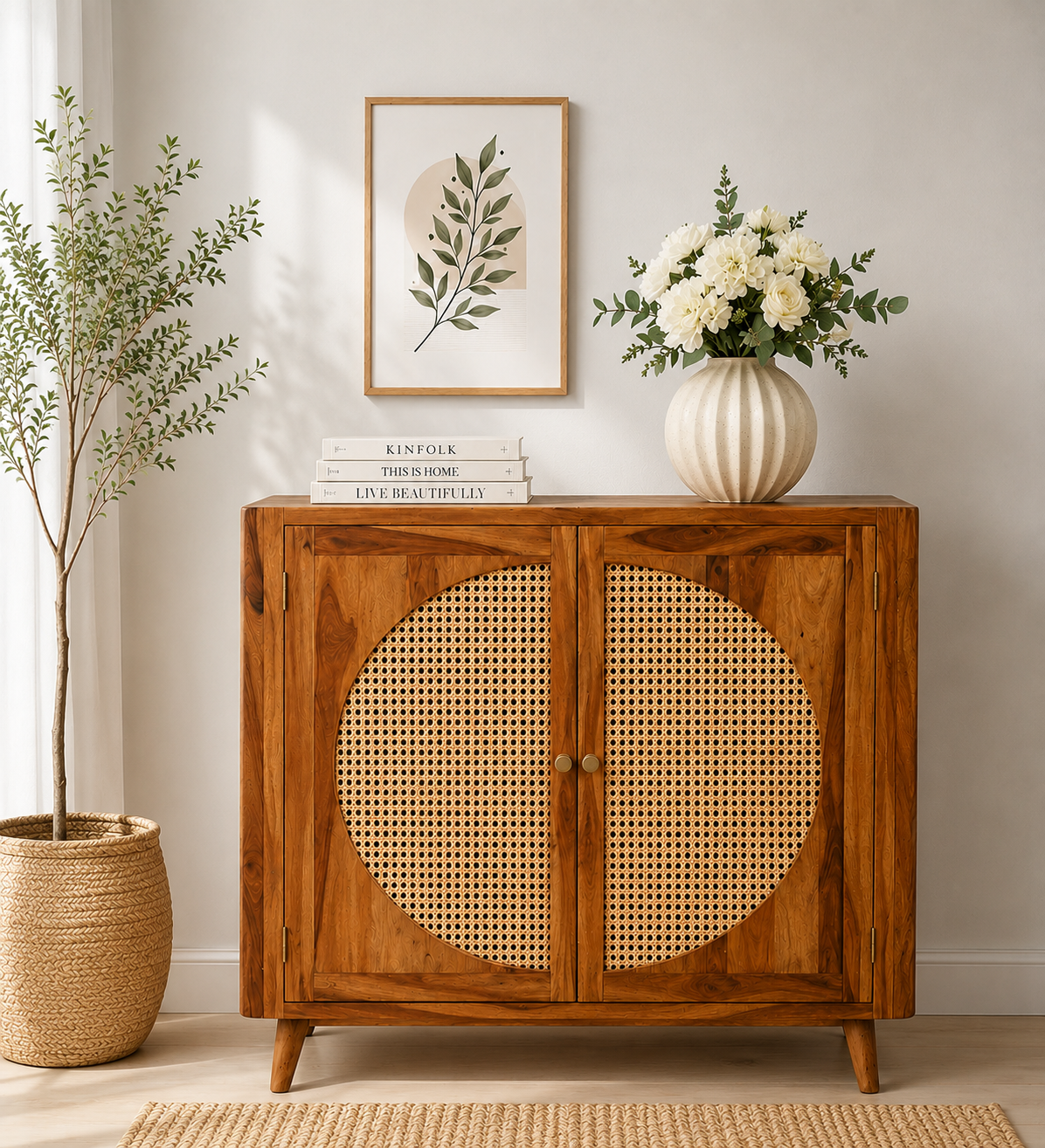 Solvyn Premium Solid Wood Cabinet for Modern and Minimal Interiors