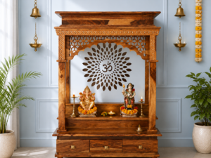 Spiritual Grace Premium Wooden Mandir Cabinet with Traditional Craftsmanship