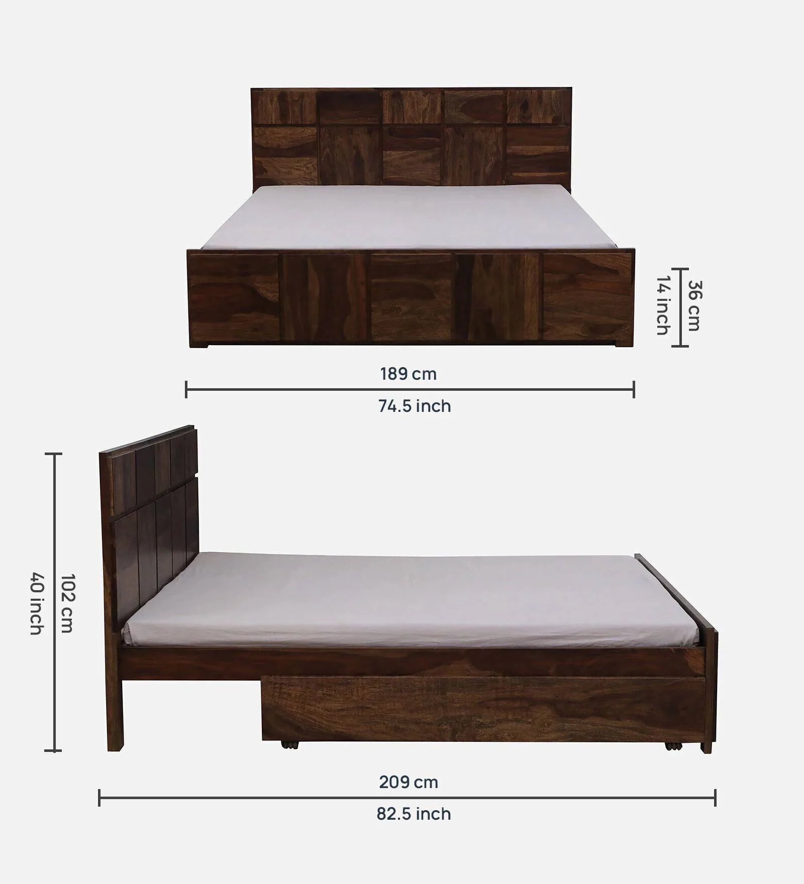Stonewick Premium Handcrafted Wooden Platform Bed - Image 4