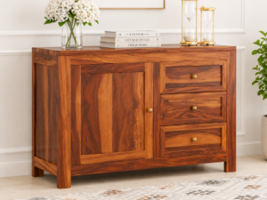 Timber Grove Solid Sheesham Wood Utility Cabinet in Walnut Finish