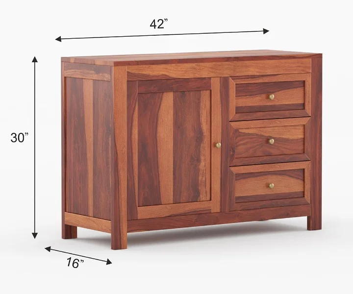 Timber Grove Solid Sheesham Wood Utility Cabinet in Walnut Finish - Image 2
