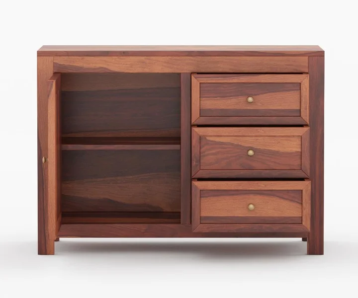 Timber Grove Solid Sheesham Wood Utility Cabinet in Walnut Finish - Image 5