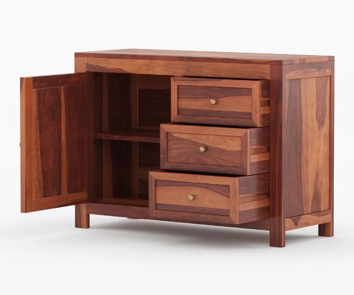 Timber Grove Solid Sheesham Wood Utility Cabinet in Walnut Finish - Image 6