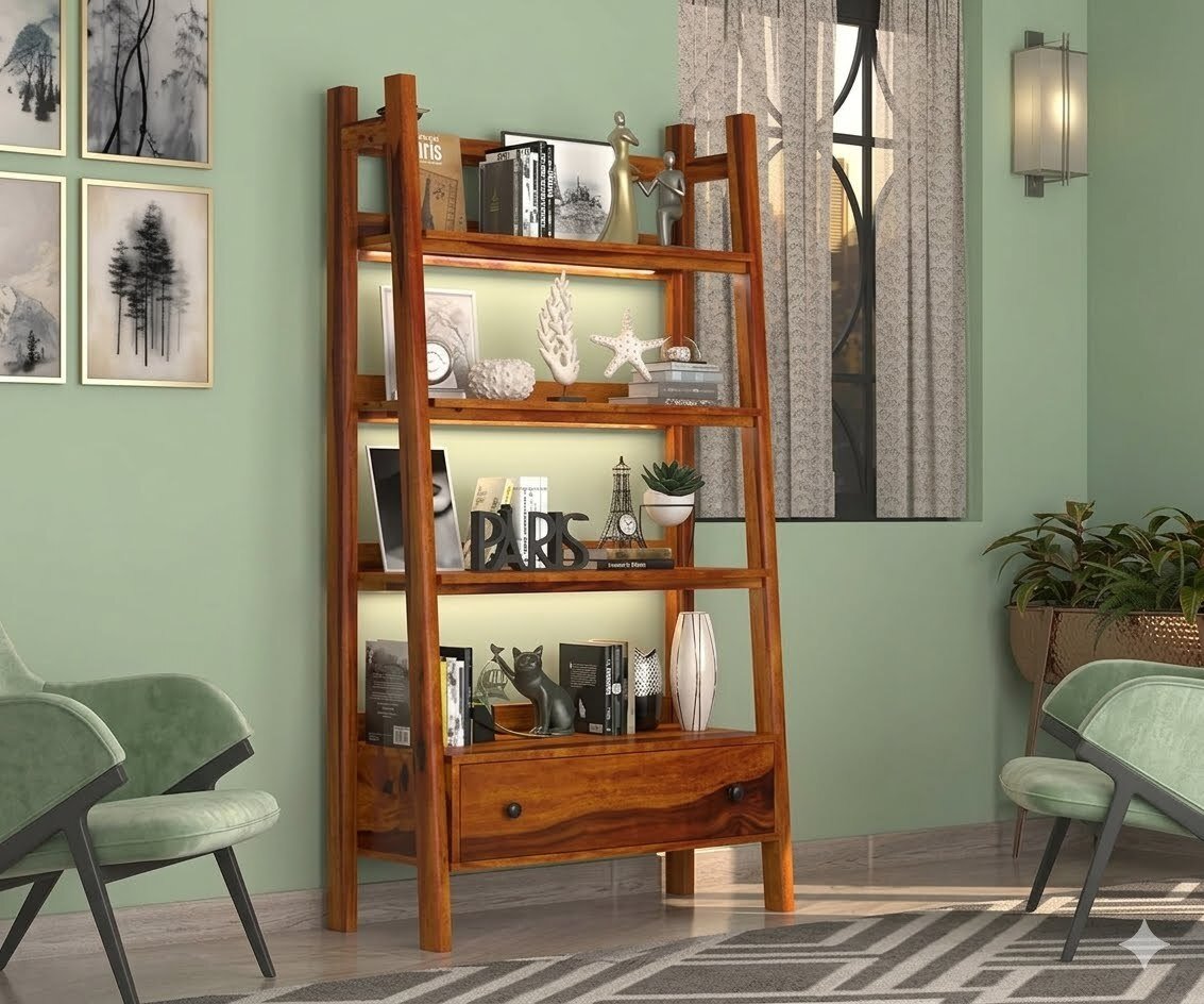 Timberline Premium Solid Sheesham Wood Open Display Bookshelf Unit