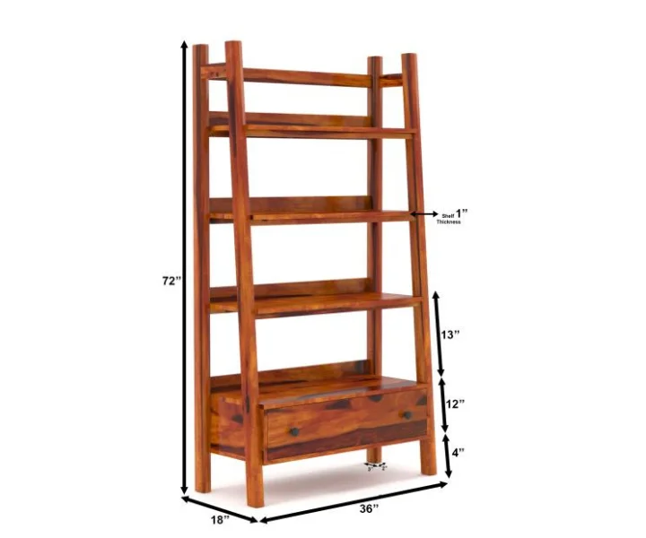 Timberline Premium Solid Sheesham Wood Open Display Bookshelf Unit - Image 7