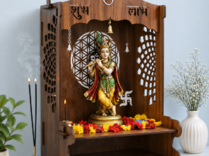 Timeless Devotion Luxury Sheesham Wood Temple Cabinet for Modern Homes