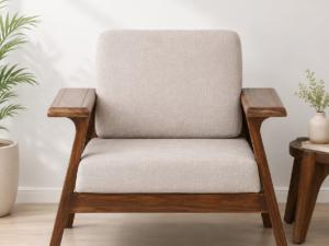 Timeless Luxury Sheesham Wood 1 Seater Lounge Sofa for Elegant Interiors