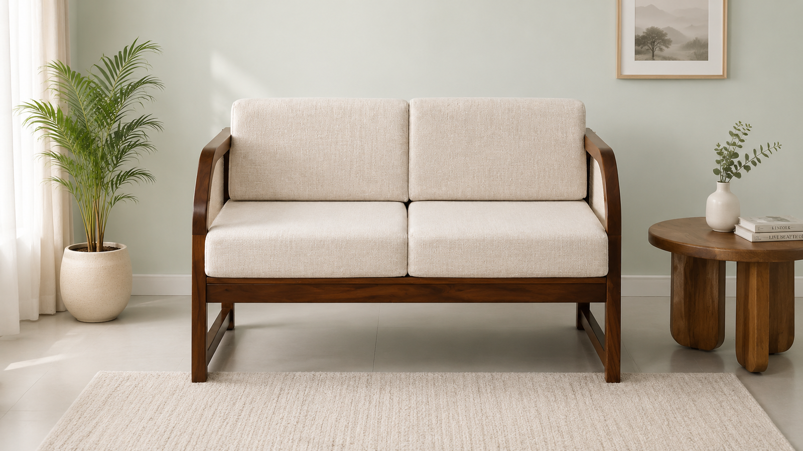 Timeless Luxury Solid Wood 2 Seater Sofa for Sophisticated Home Interiors