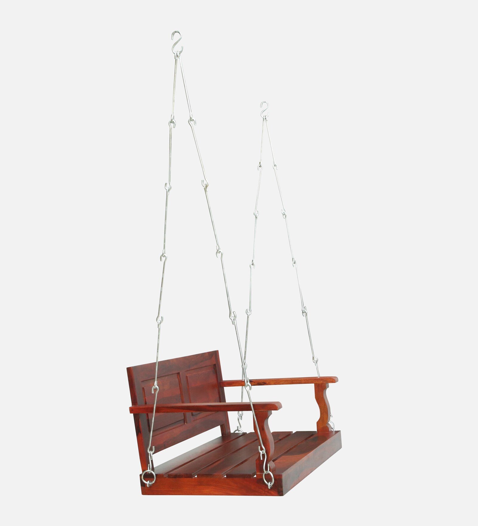 Tivora Handcrafted Wooden Swing with Plush Cushioned Seating - Image 2