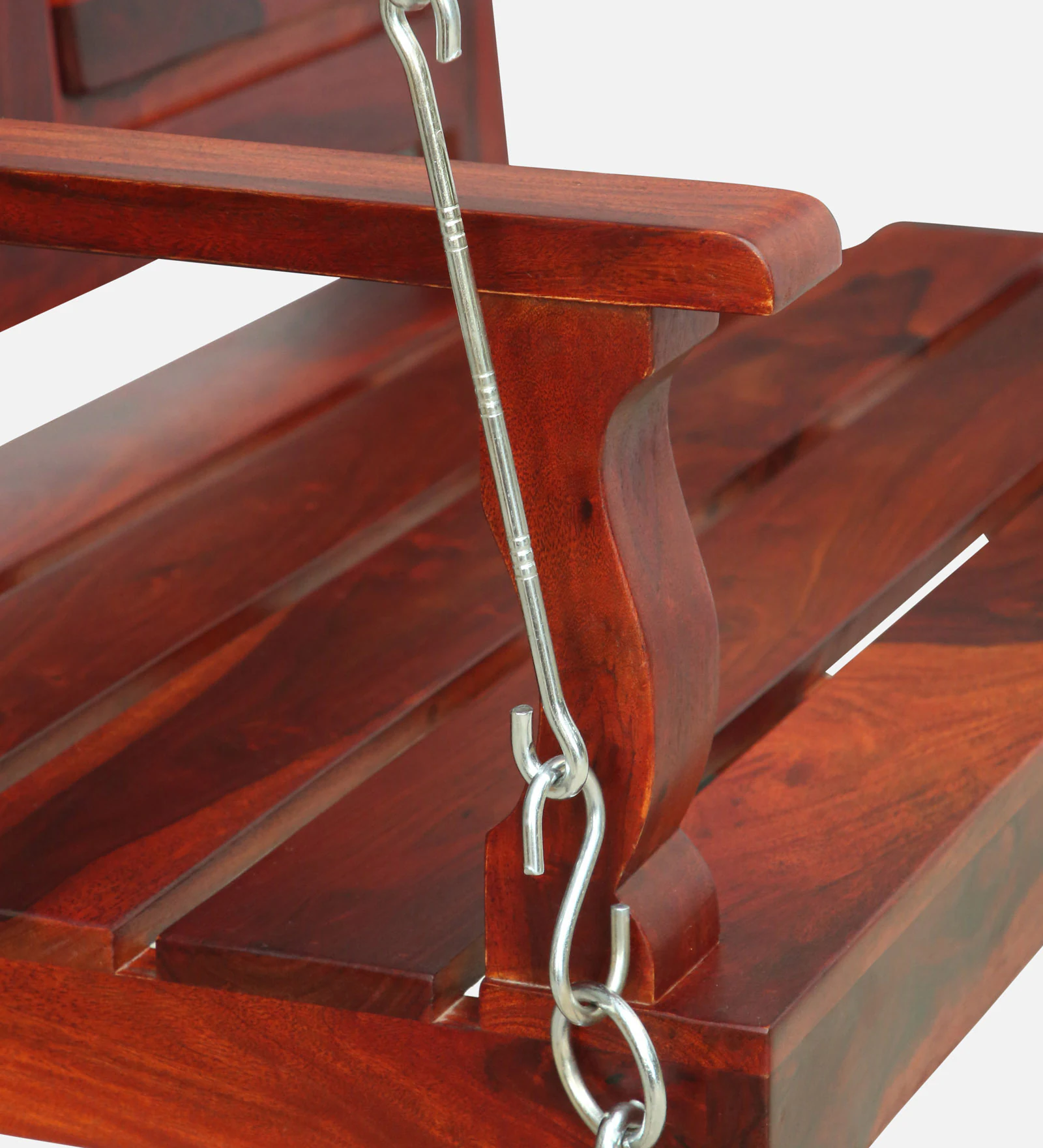 Tivora Handcrafted Wooden Swing with Plush Cushioned Seating - Image 6
