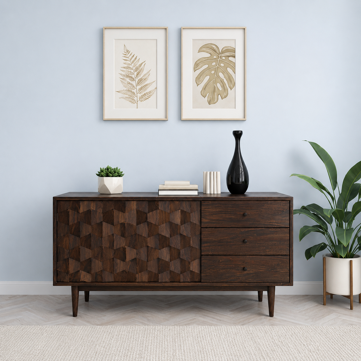 Traditional Premium Wooden Side Board with Elegant Storage Design.