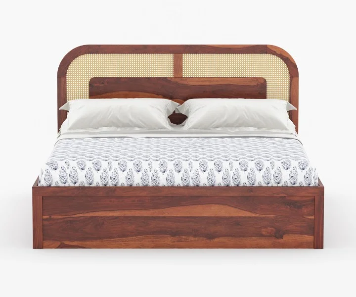 Trevoria Solid Sheesham Wood Bed in Natural Teak Finish - Image 2