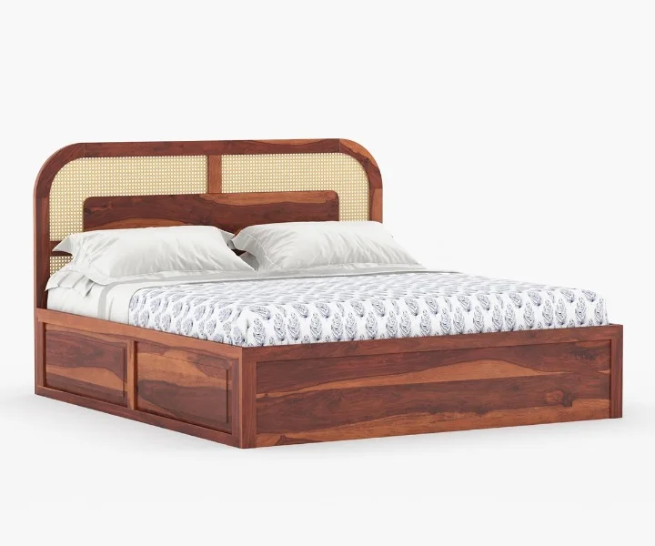 Trevoria Solid Sheesham Wood Bed in Natural Teak Finish - Image 3