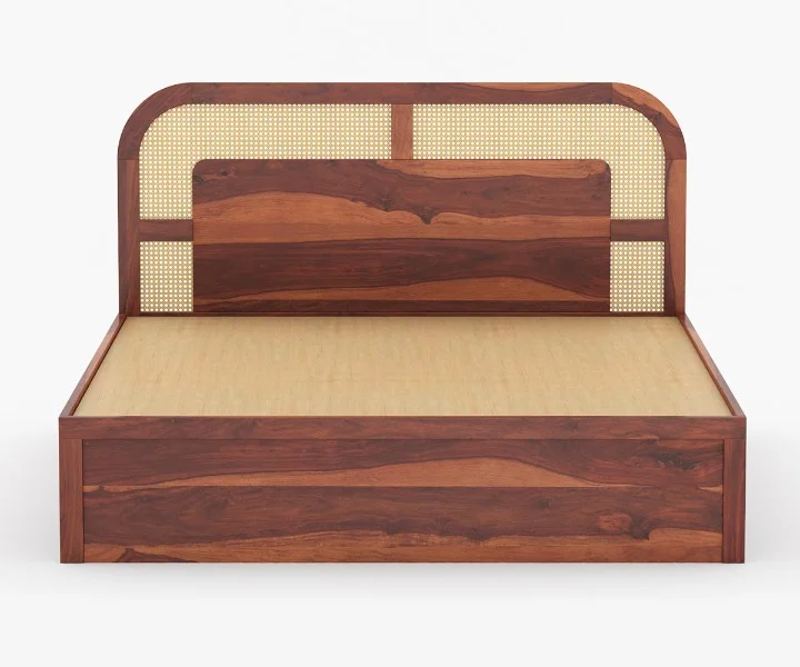 Trevoria Solid Sheesham Wood Bed in Natural Teak Finish - Image 4