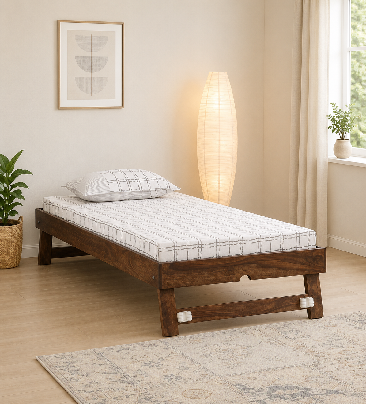 Tuscany Premium Single Bed in Solid Sheesham Wood with Elegant Craftsmanship