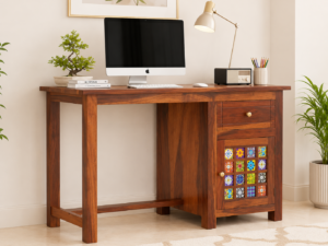 Urban Crest Solid Wood Study Table in Rich Honey Oak Finish