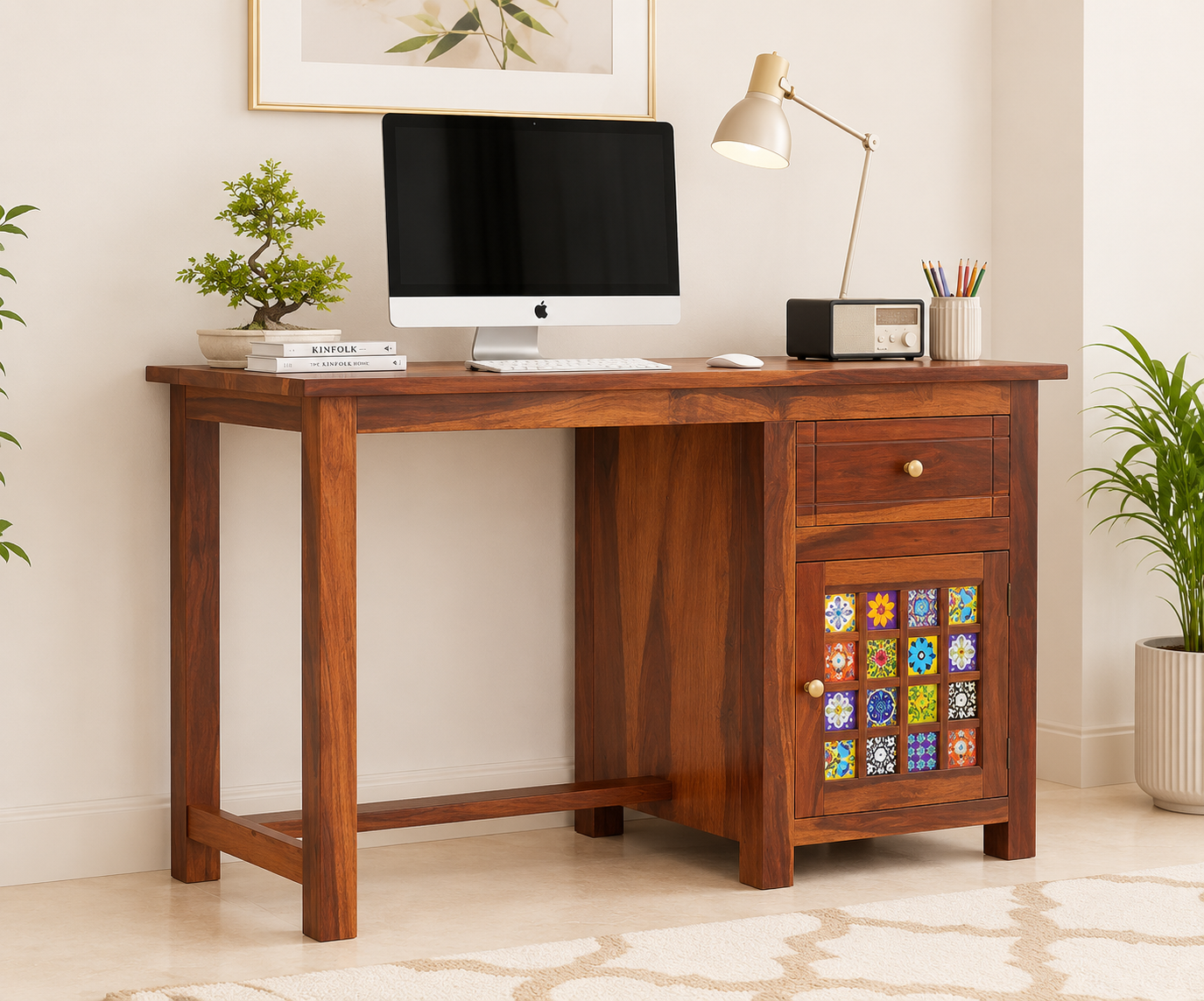 Urban Crest Solid Wood Study Table in Rich Honey Oak Finish