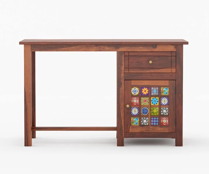Urban Crest Solid Wood Study Table in Rich Honey Oak Finish - Image 2