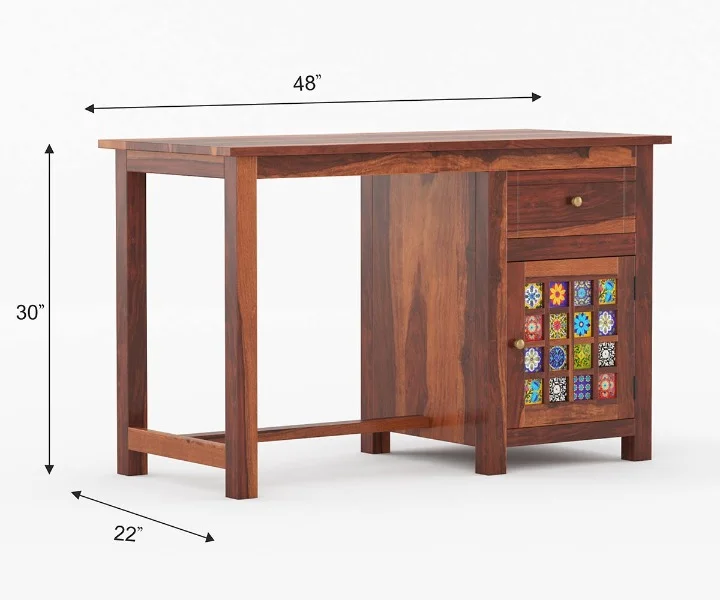 Urban Crest Solid Wood Study Table in Rich Honey Oak Finish - Image 6