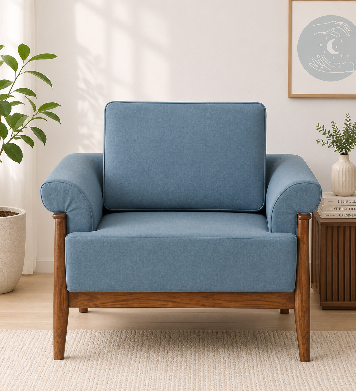 Urban Luxury Sheesham Wood Single Seater Sofa for Stylish Living Rooms